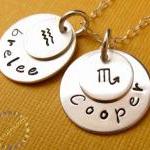 Zodiac Sign Jewelry: Sterling Silver Hand Stamped..