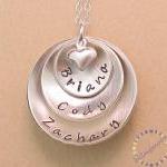 Family Name Necklace: Engraved Silver Pendant With..