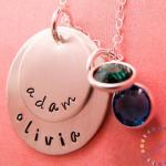 Custom Name Necklace Sterling Silver Birthstone..