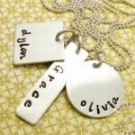 Personalized Necklace . Three Silver Charms ...