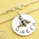Silver Charm Necklace - Queen Bee Necklace -..