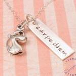 Silver Necklace: Engraved Name Tag With Fortune..