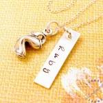 Silver Necklace: Engraved Name Tag With Fortune..