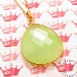 Lime Green Onyx Pendant: 14k Gold Filled Long Gold..