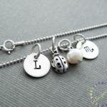 Initial Charm Necklace Silver Charm Necklace..