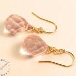 Pink Quartz Gemstone Earrings . Pin..