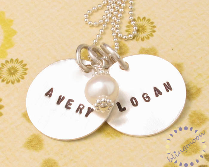 Personalized Jewelry: Silver Charm Necklace Engraved Name Pendant