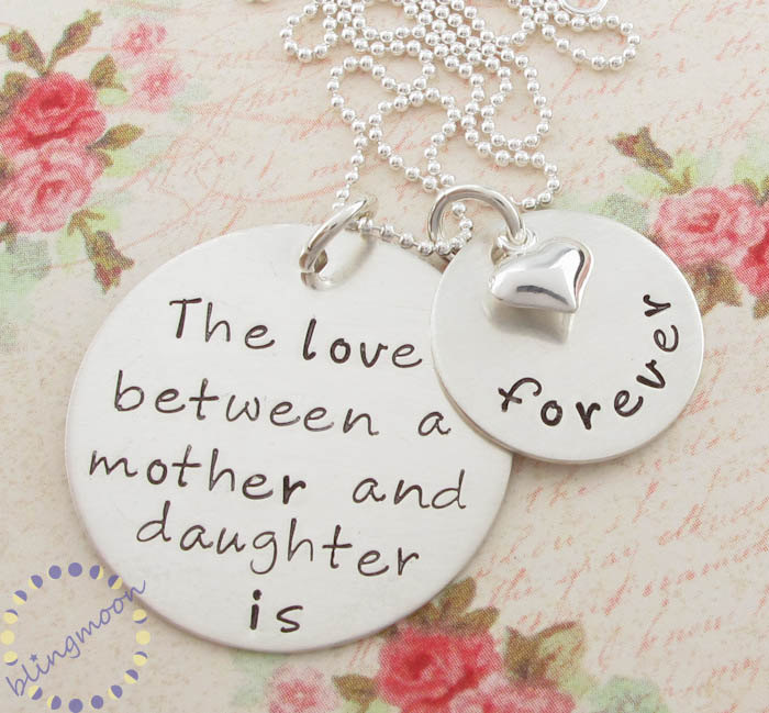 Hand Stamped Necklace, Mother & Daughter Jewelry, Personalized Jewelry, Mommy Necklace, Mother Daughter Charm, Mother Daughter Necklace