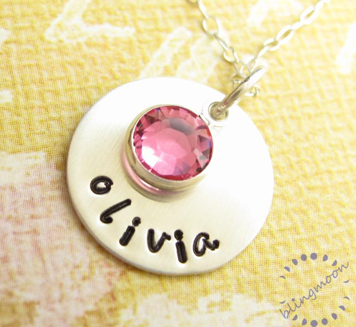 Hand Stamped Jewelry: Custom Engraved With Name Sterling Silver Disc
