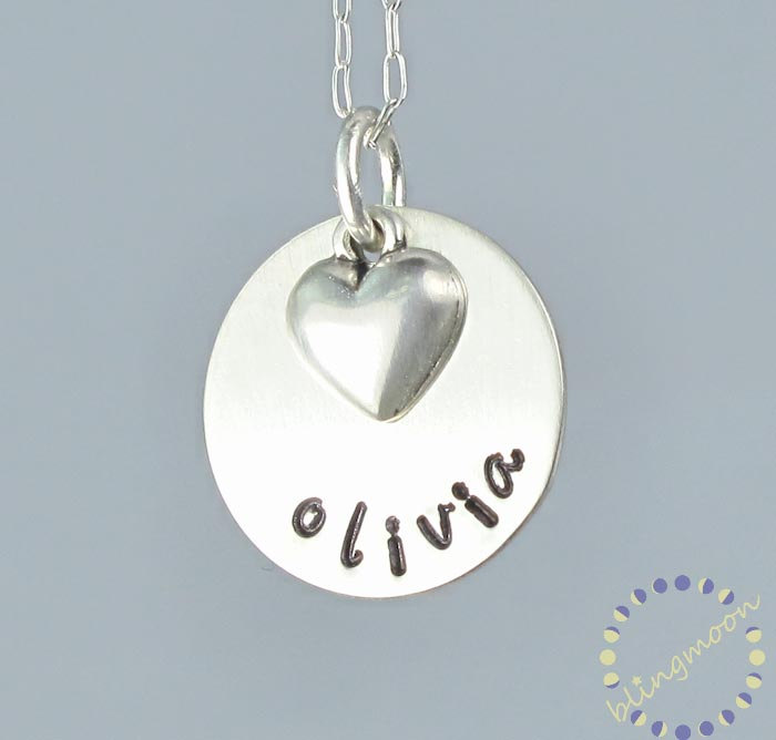 Handstamped Necklace - Personalized Jewelry - Charm Necklace - Sterling Silver Necklace - Custom Made Necklace - Engraved Necklace
