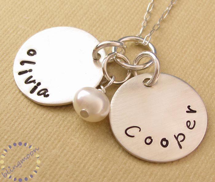 Personalized Hand Stamped Necklace - Engraved Necklace - Custom Hand Stamped Necklace - Sterling Silver Necklace - Blingmoon