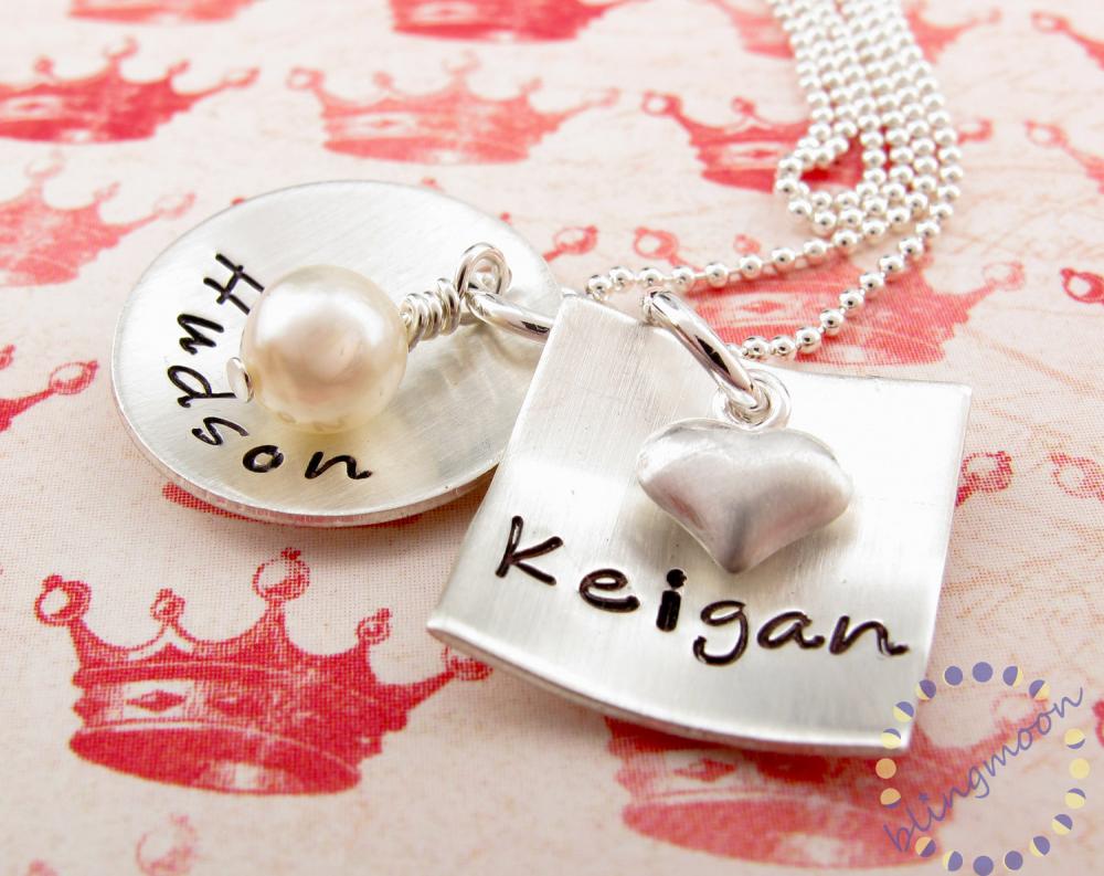 Stamped Necklace: Custom Engraved Sterling Silver Charm
