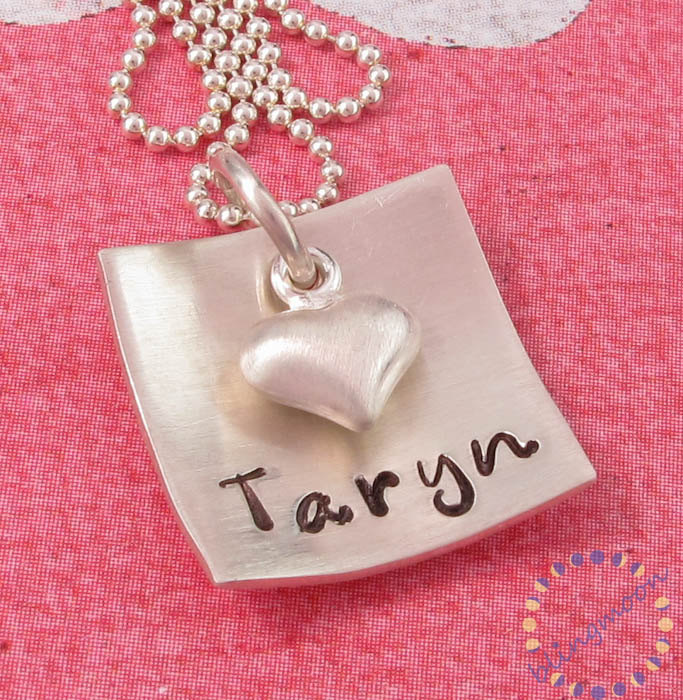 Personalized Jewelry: Custom Engraved Necklace In Silver With Heart Charm