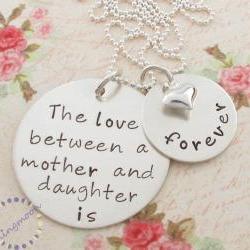 Hand Stamped Mother Daughter Necklace: Personalized Jewelry, Mother Daughter Charm, Mother Daughter Necklace
